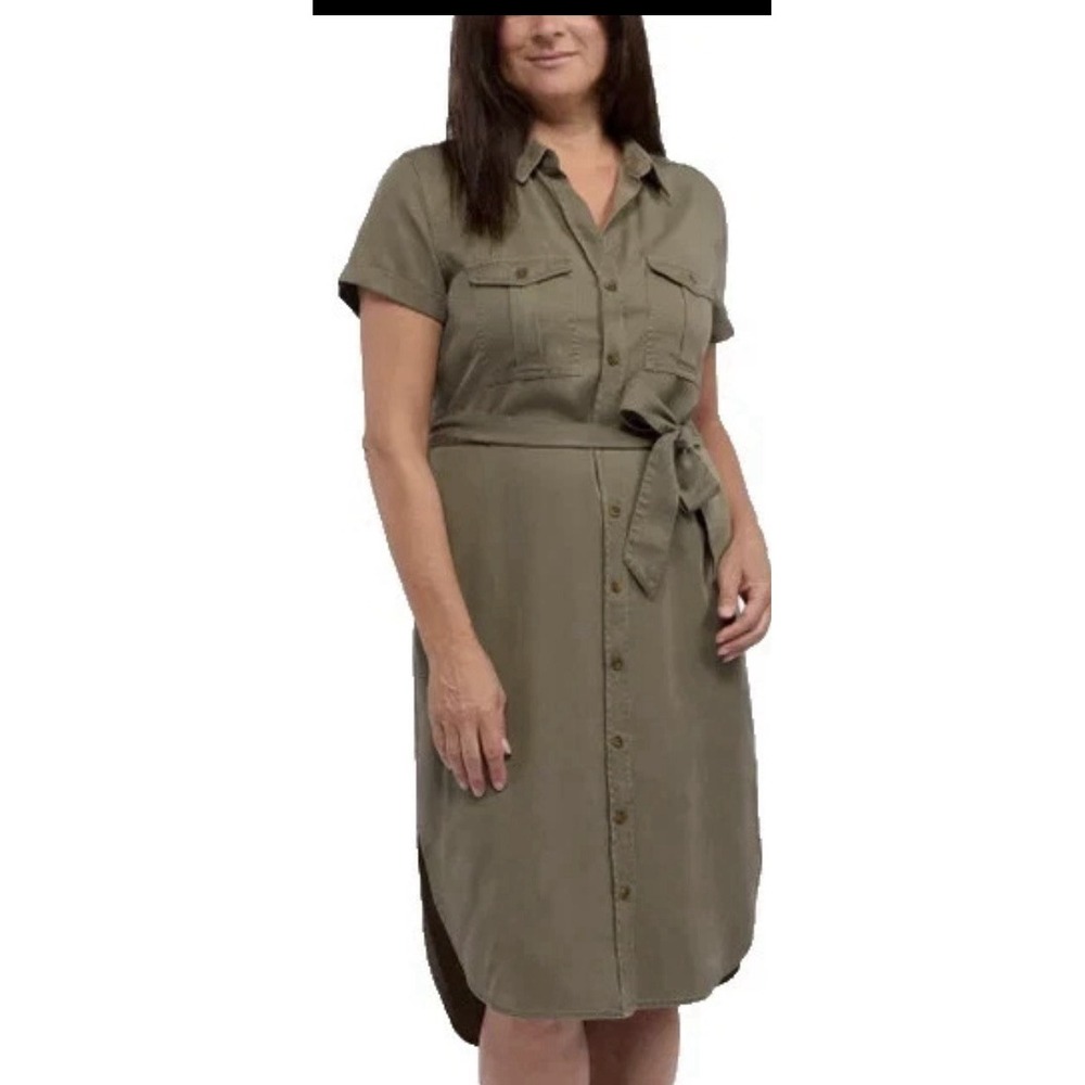Teddi Rose Womens Shirt Dress Tencel, Green, XL
